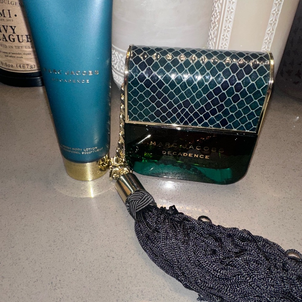 Marc Jacobs Green and Gold Quilted Clutch